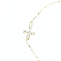 Palais du Rosaire Bracelet en plaqué or avec croix ajourée en strass et fermoir^ Bracelet Plaqué Or