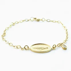 Palais du Rosaire Bracelet en Plaqué Or avec médaille Miraculeuse de la rue du Bac et un strass^ Bracelet Plaqué Or
