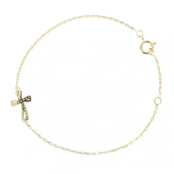 Palais du Rosaire Bracelet en plaqué or avec croix ajourée en strass et fermoir^ Bracelet Plaqué Or