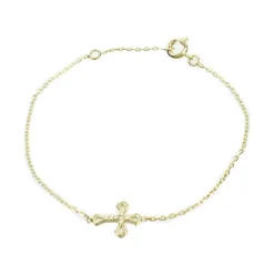 Palais du Rosaire Bracelet en plaqué Or d'une croix avec strass^ Bracelet Plaqué Or