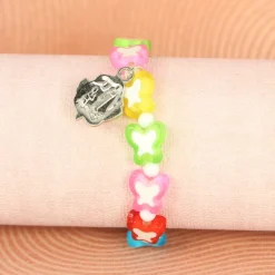 Palais du Rosaire Bracelet enfant avec perles multicolores et papillon^ Bracelet Fantaisie