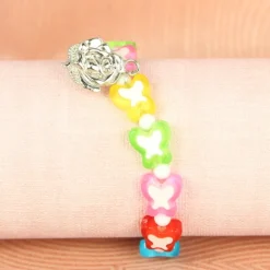 Palais du Rosaire Bracelet enfant avec perles multicolores et papillon^ Bracelet Fantaisie