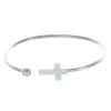Palais du Rosaire Bracelet fantaisie jonc argenté ouvert avec une croix^ Bracelet Fantaisie