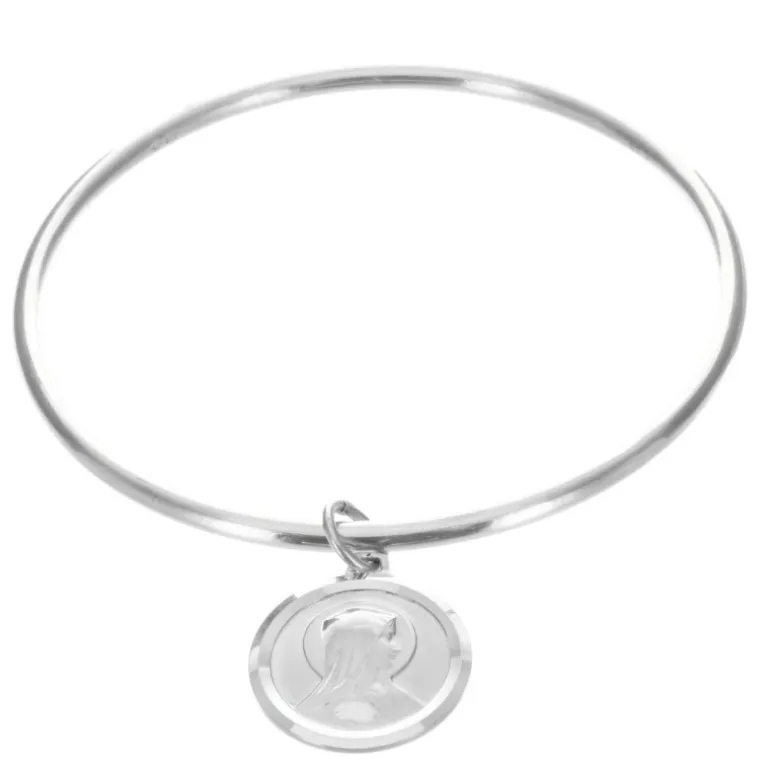 Palais du Rosaire Bracelet jonc en Argent avec une médaille de Lourdes^ Bracelet Argent