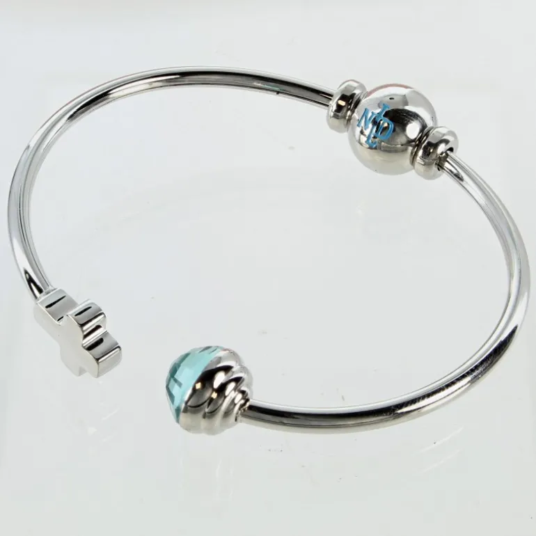 Palais du Rosaire Bracelet jonc Notre Dame de Lourdes cristal et croix en acier certifié^ Bracelet Fantaisie