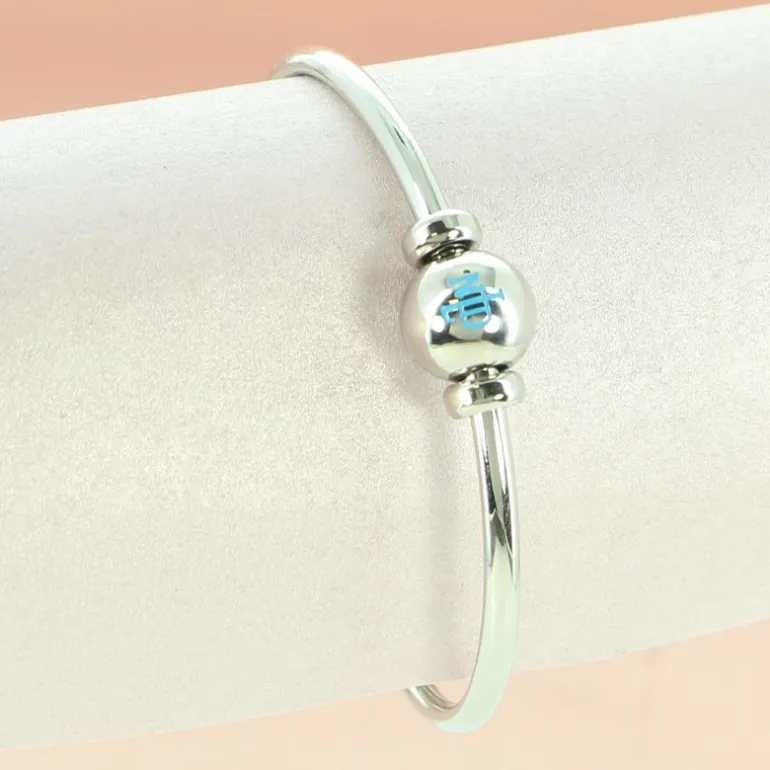 Palais du Rosaire Bracelet jonc Notre Dame de Lourdes cristal et croix en acier certifié^ Bracelet Fantaisie