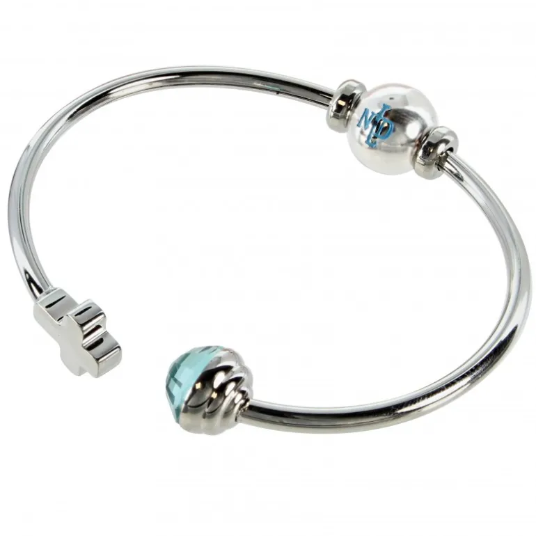 Palais du Rosaire Bracelet jonc Notre Dame de Lourdes cristal et croix en acier certifié^ Bracelet Fantaisie