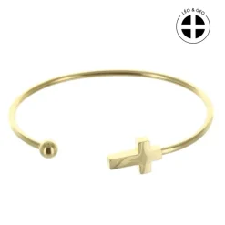Palais du Rosaire Bracelet jonc religieux Léo&Geo en acier doré^ Bracelet Fantaisie