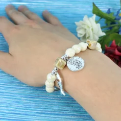Palais du Rosaire Bracelet élastique en céramique avec médaille St Michel^ Bracelet Fantaisie