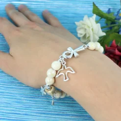 Palais du Rosaire Bracelet élastique en céramique avec médaille St Michel^ Bracelet Fantaisie