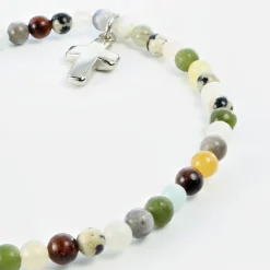 Palais du Rosaire Bracelet élastique en pierres naturelles et croix^ Bracelet Fantaisie