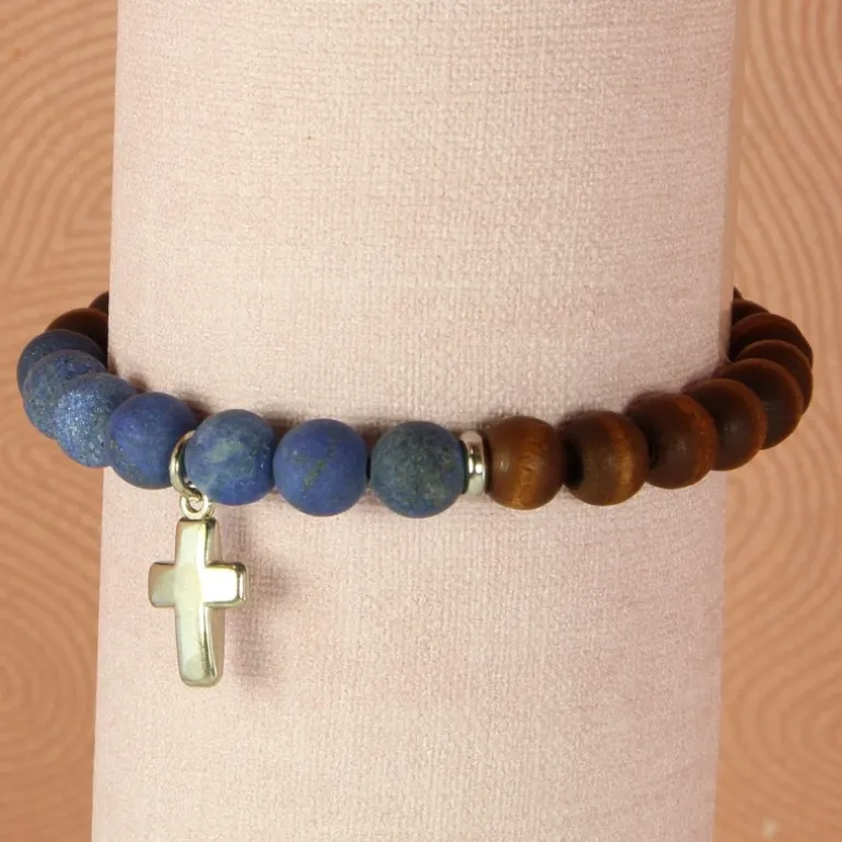 Palais du Rosaire Bracelet élastique perles bois et pierres naturelles^ Bracelet Fantaisie