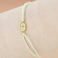 Palais du Rosaire Bracelet médaille en plaqué or de la croix en couleur^ Bracelet Plaqué Or