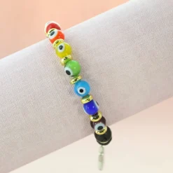 Palais du Rosaire Bracelet perles de verre et pierre de lave avec une croix^ Bracelet Fantaisie