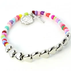 Palais du Rosaire Bracelet perles multicolores et coeurs^ Bracelet Fantaisie