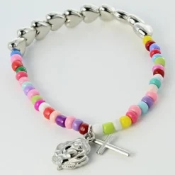 Palais du Rosaire Bracelet perles multicolores et coeurs^ Bracelet Fantaisie