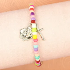 Palais du Rosaire Bracelet perles multicolores et coeurs^ Bracelet Fantaisie