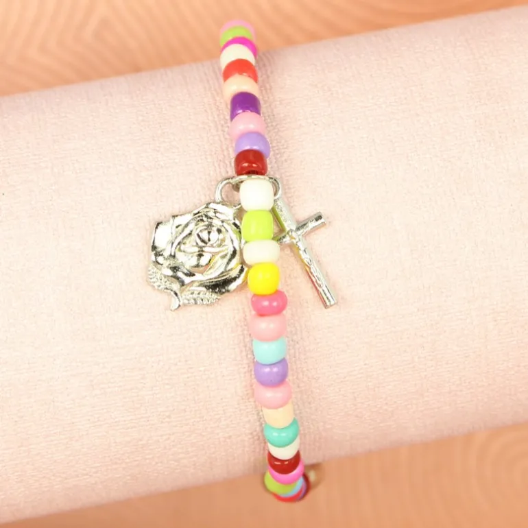 Palais du Rosaire Bracelet perles multicolores et coeurs^ Bracelet Fantaisie