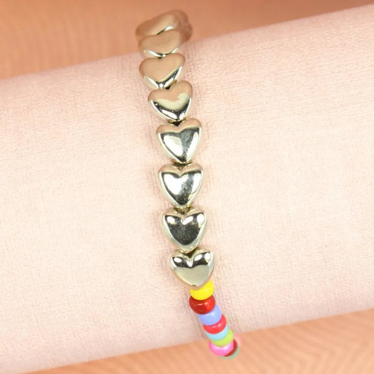 Palais du Rosaire Bracelet perles multicolores et coeurs^ Bracelet Fantaisie