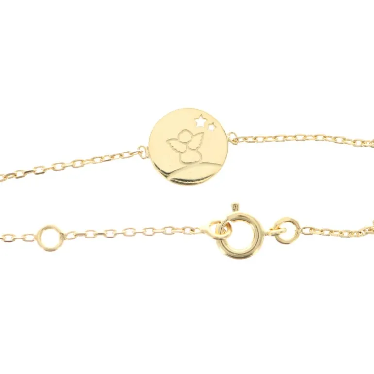 Palais du Rosaire Bracelet plaqué or 16 cm avec médaille ronde ange^ Bracelet Plaqué Or