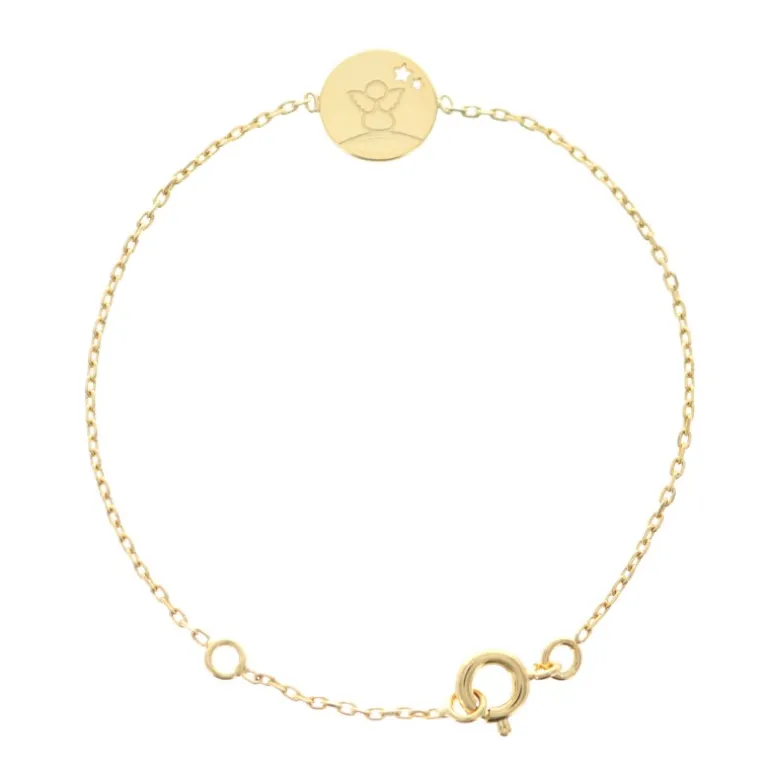 Palais du Rosaire Bracelet plaqué or 16 cm avec médaille ronde ange^ Bracelet Plaqué Or