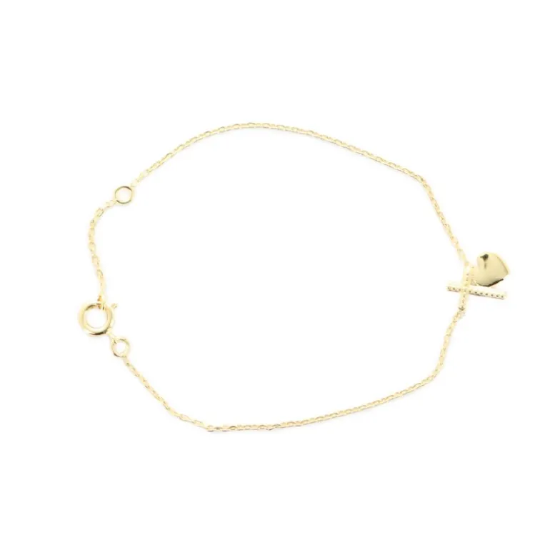 Palais du Rosaire Bracelet plaqué or 16 cm avec une croix et un coeur^ Bracelet Plaqué Or