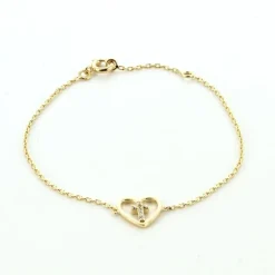 Palais du Rosaire Bracelet Plaqué Or avec Coeur et Croix strass^ Bracelet Plaqué Or