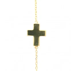 Palais du Rosaire Bracelet plaqué or avec croix religieuse en nacre^ Bracelet Plaqué Or