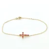 Palais du Rosaire Bracelet Plaqué Or avec une Croix en strass de couleur^ Bracelet Plaqué Or
