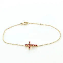 Palais du Rosaire Bracelet Plaqué Or avec une Croix en strass de couleur^ Bracelet Plaqué Or