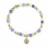 Palais du Rosaire Bracelet religieux avec des perles d'améthyste, aventurine et quartz.^ Bracelet Fantaisie