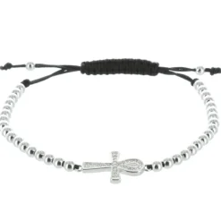 Palais du Rosaire Bracelet religieux avec une croix de vie en zirconium^ Bracelet Fantaisie
