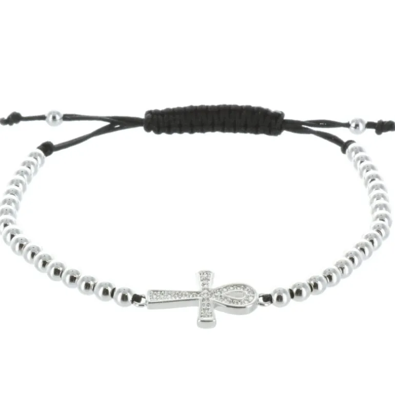 Palais du Rosaire Bracelet religieux avec une croix de vie en zirconium^ Bracelet Fantaisie