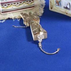 Palais du Rosaire Bracelet religieux doré avec croix en zircon^ Bracelet Fantaisie