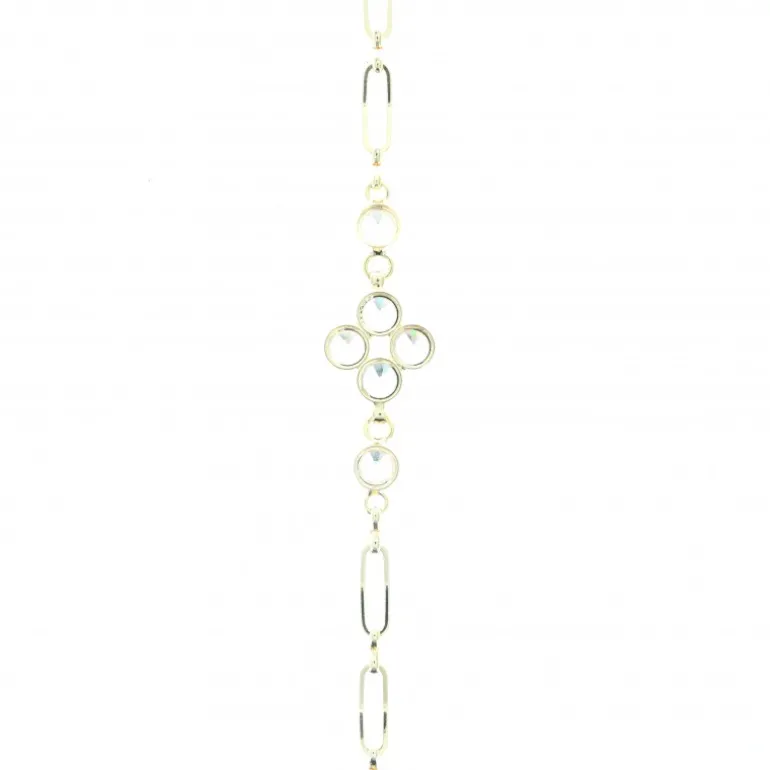 Palais du Rosaire Bracelet religieux en métal doré avec croix en zircon^ Bracelet Fantaisie