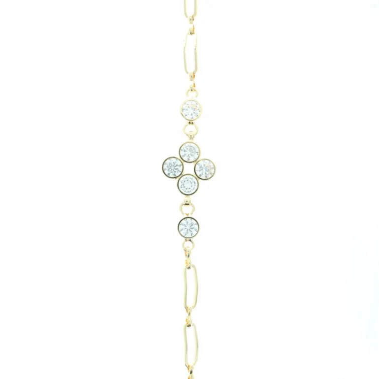 Palais du Rosaire Bracelet religieux en métal doré avec croix en zircon^ Bracelet Fantaisie