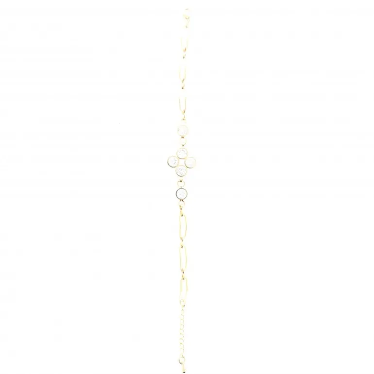 Palais du Rosaire Bracelet religieux en métal doré avec croix en zircon^ Bracelet Fantaisie