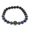Palais du Rosaire Bracelet religieux en pierre d'agate noire et Lapis Lazuli^ Bracelet Fantaisie