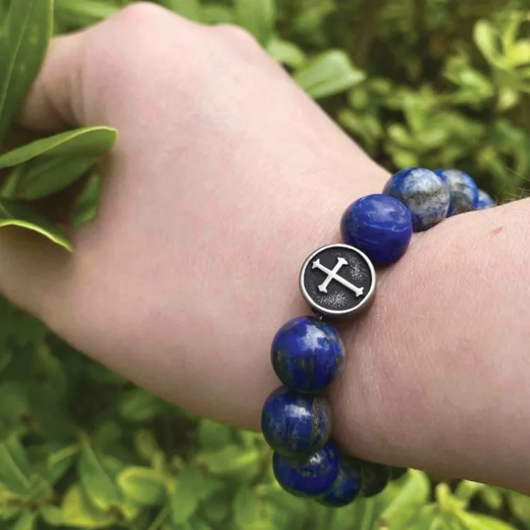 Palais du Rosaire Bracelet religieux en pierres de Lapis Lazuli^ Bracelet Fantaisie