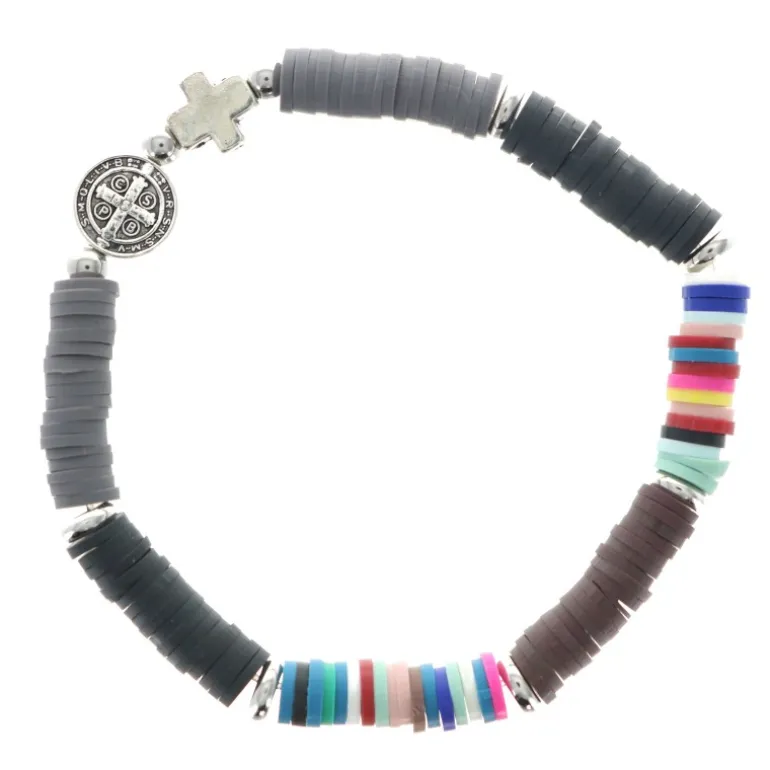 Palais du Rosaire Bracelet Saint Benoît avec perles heishi^ Bracelet Fantaisie