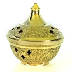 Palais du Rosaire Brûle encens en laiton ciselé avec grille de 8cm^ Encensoir