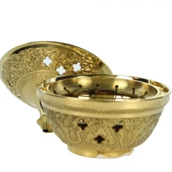 Palais du Rosaire Brûle encens en laiton ciselé avec grille de 8cm^ Encensoir