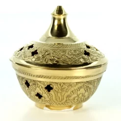Palais du Rosaire Brûle encens en laiton ciselé avec grille de 8cm^ Encensoir