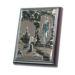 Palais du Rosaire Cadre Apparition de lourdes sur plaque argentée 7x5cm^ Cadre Religieux