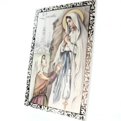 Palais du Rosaire Cadre argenté de l'Apparition de Lourdes 12x18cm^ Cadre Religieux