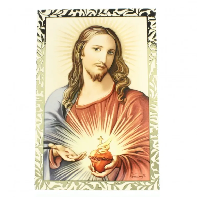 Palais du Rosaire Cadre argenté du Sacré Coeur de Jésus 9x13cm^ Cadre Religieux