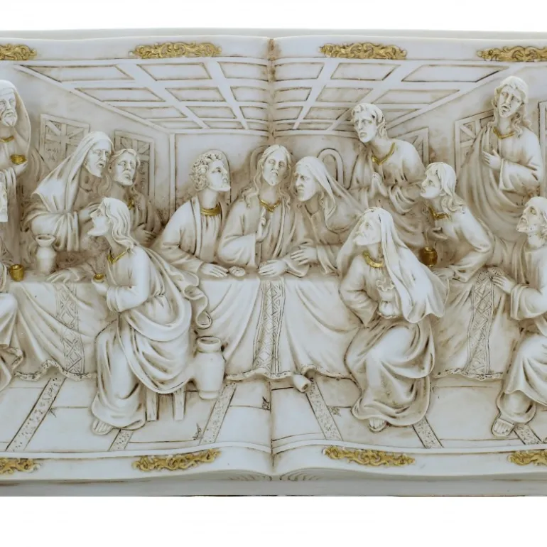 Palais du Rosaire Cadre Cène en Résine Ivoire 31x17cm^ Pâques | Cadre Religieux