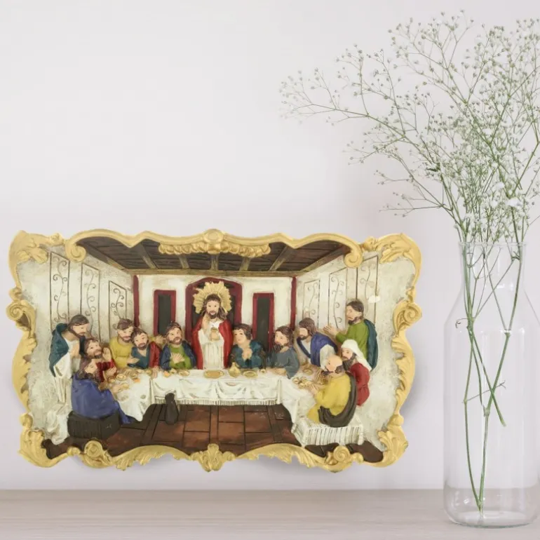 Palais du Rosaire Cadre de la Cène en résine colorée 22x13cm^ Pâques | Cadre Religieux
