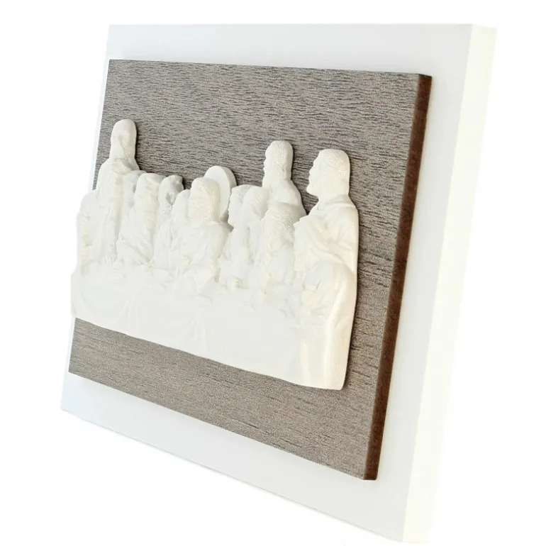 Palais du Rosaire Cadre de la Cène en résine blanche 16x11cm^ Pâques | Cadre Religieux
