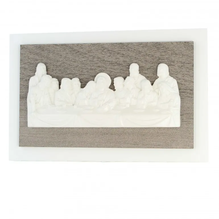 Palais du Rosaire Cadre de la Cène en résine blanche 16x11cm^ Pâques | Cadre Religieux